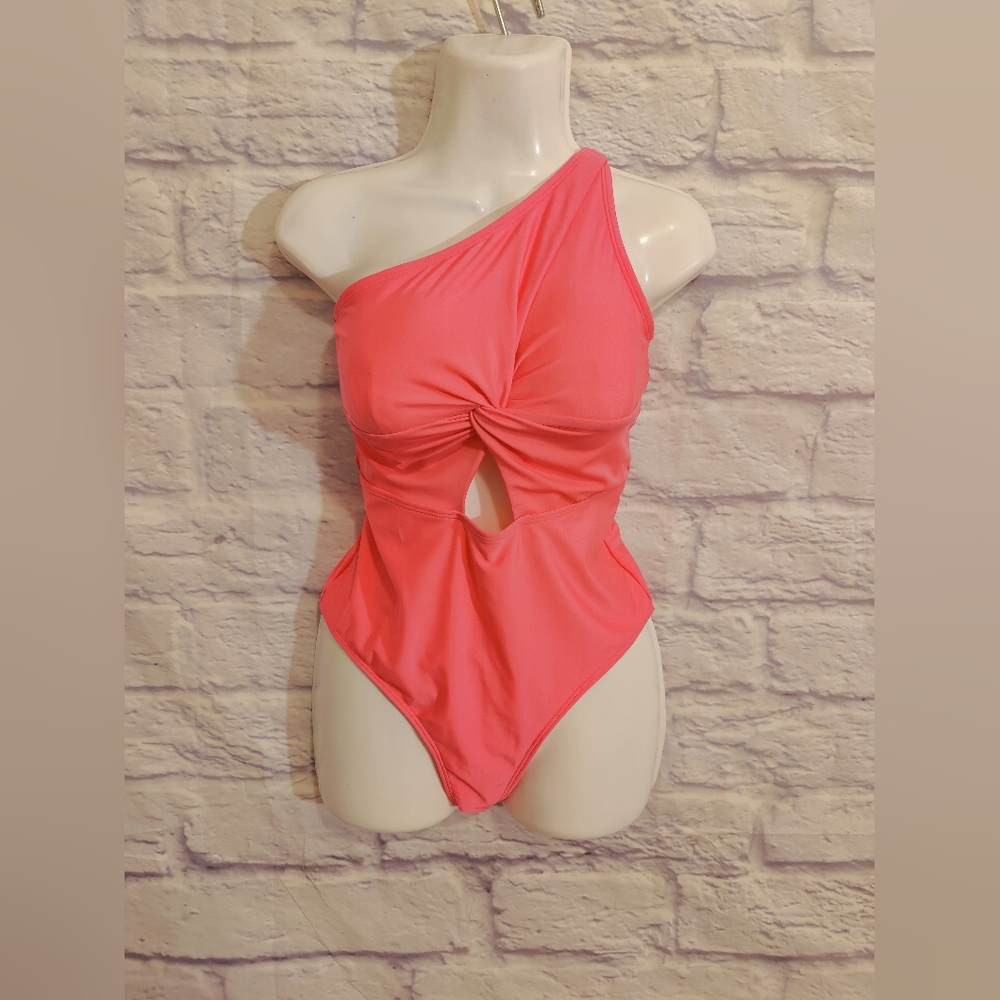Women's One Piece Bathing Suit One Shoulder Twist Cutout Back Tie Asymmetrical